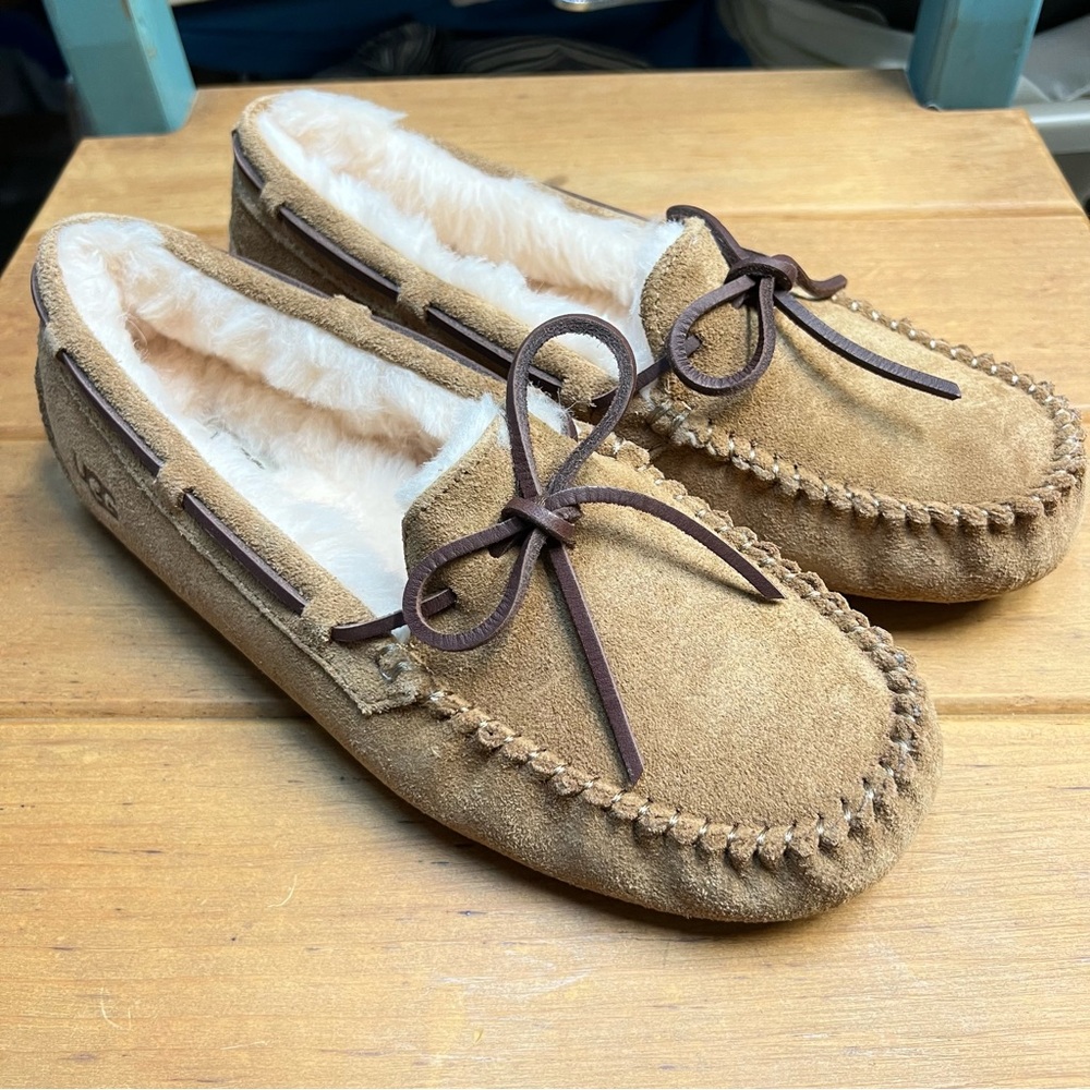 UGG Tan Suede Slippers with Rubber Sole